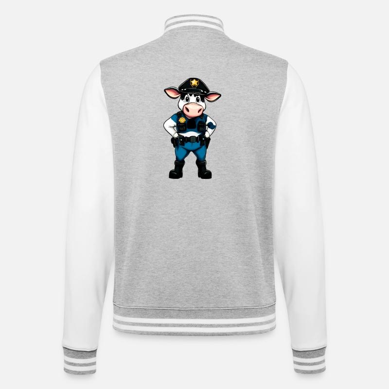 Polizei Kuh - College-Sweatjacke - Grau meliert/Weiß