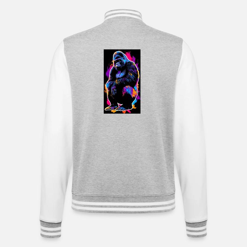 Gorilla - College-Sweatjacke - Grau meliert/Weiß