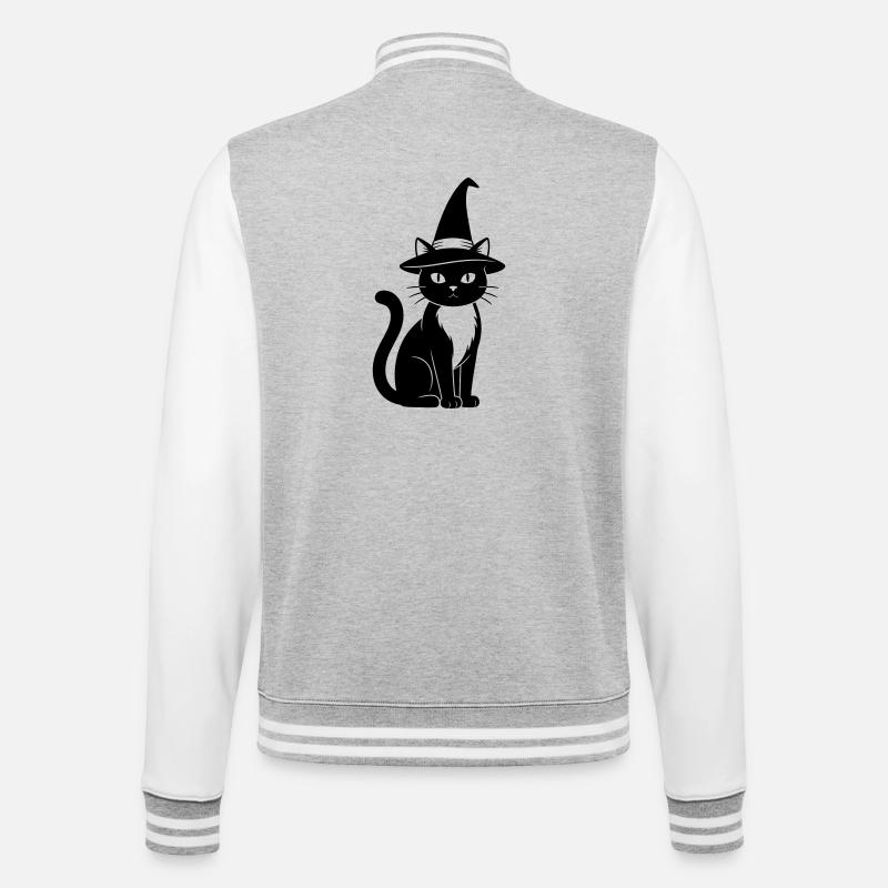 Chat des sorcières - Veste Teddy - gris chiné / blanc