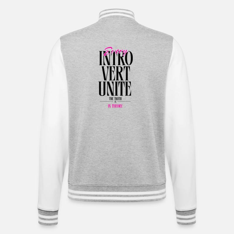 Introvert Unite - College Sweat Jacket - heather grey/white