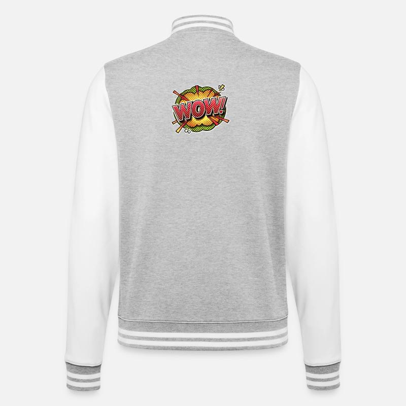 Pop Art Explosion Wow Design - College Sweat Jacket - heather grey/white
