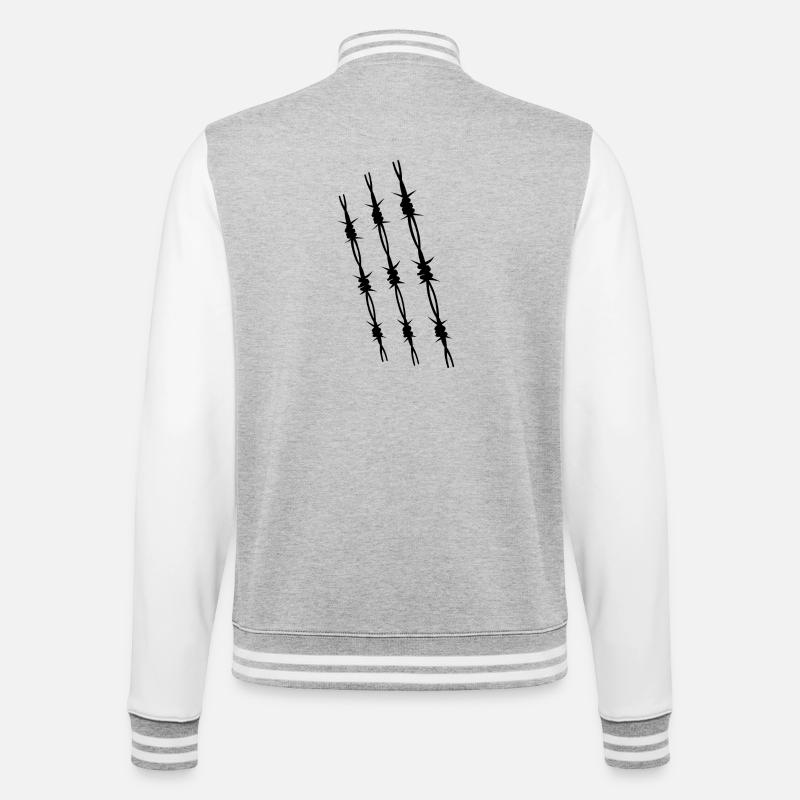 Stacheldraht 3 - College-Sweatjacke - Grau meliert/Weiß
