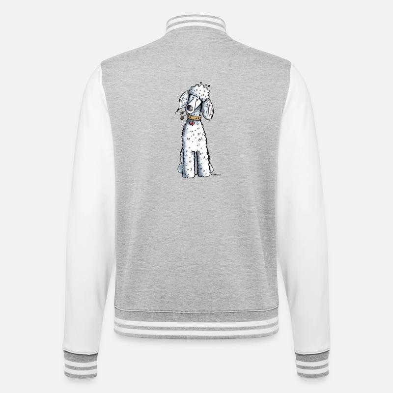 Pudel mit Blumen - College-Sweatjacke - Grau meliert/Weiß