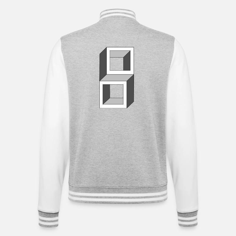 Grayscale Cube Frames - College Sweat Jacket - heather grey/white