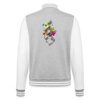 Art Abstrait - Veste Teddy - gris chiné / blanc - Dos - Marisol (170cm)