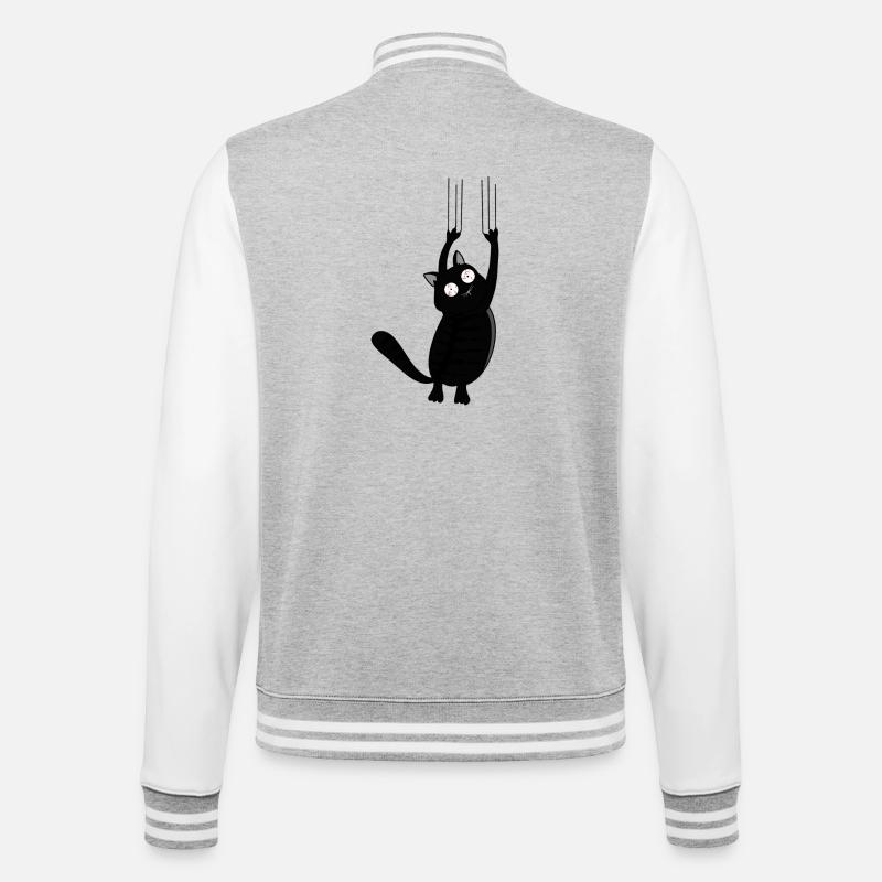 Panic Cat (Black Version) - College Sweat Jacket - heather grey/white
