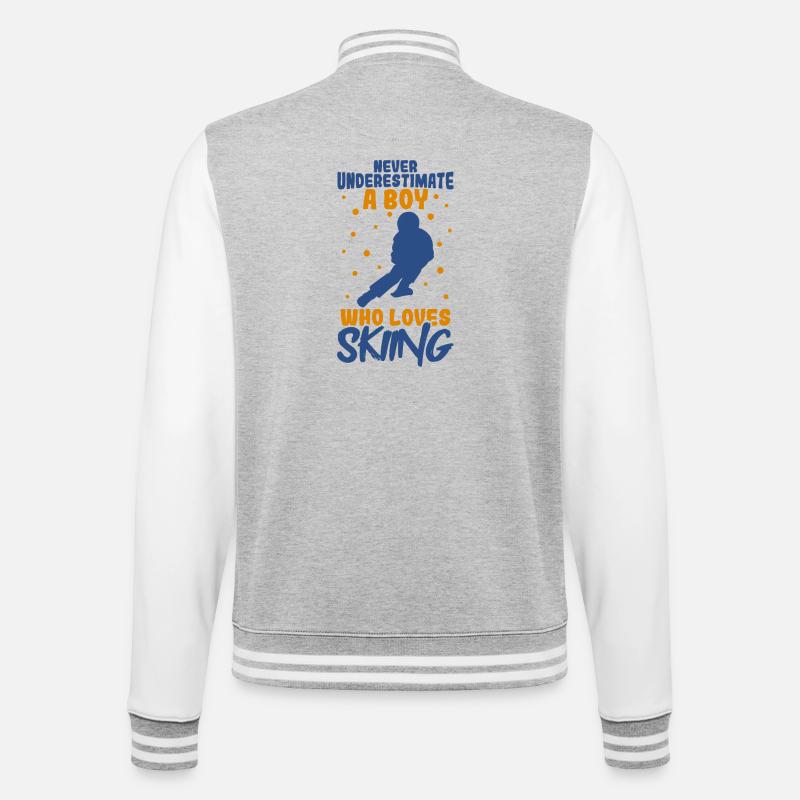 Never underestimate a ski boy - College Sweat Jacket - heather grey/white