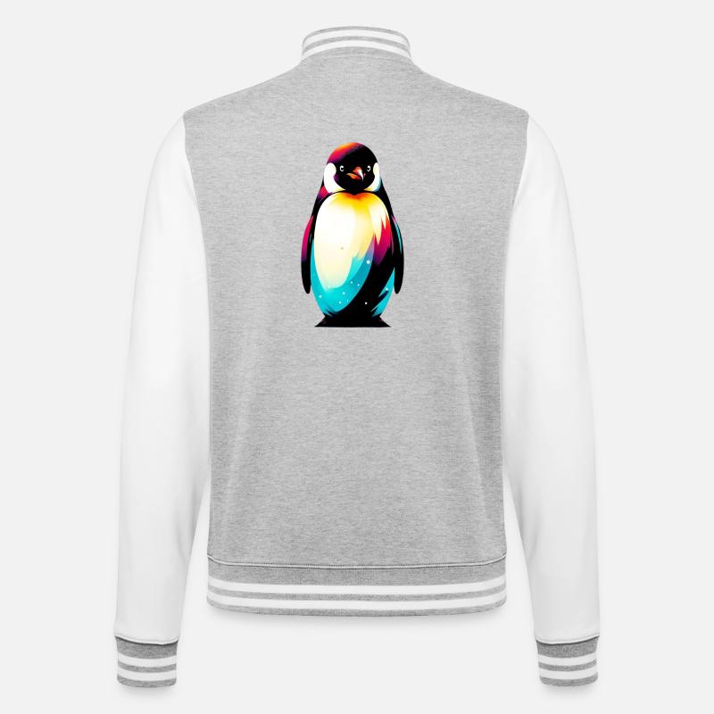 Pinguin - College-Sweatjacke - Grau meliert/Weiß