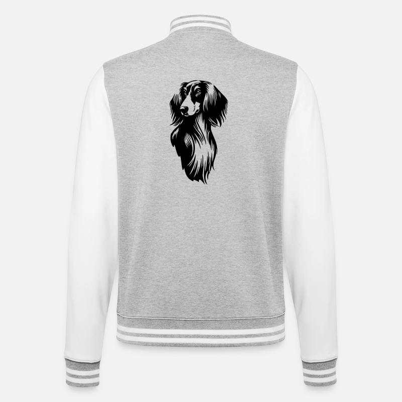 Saluki Kopf - College-Sweatjacke - Grau meliert/Weiß
