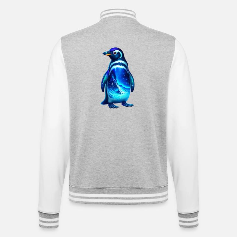 Pinguin - College-Sweatjacke - Grau meliert/Weiß