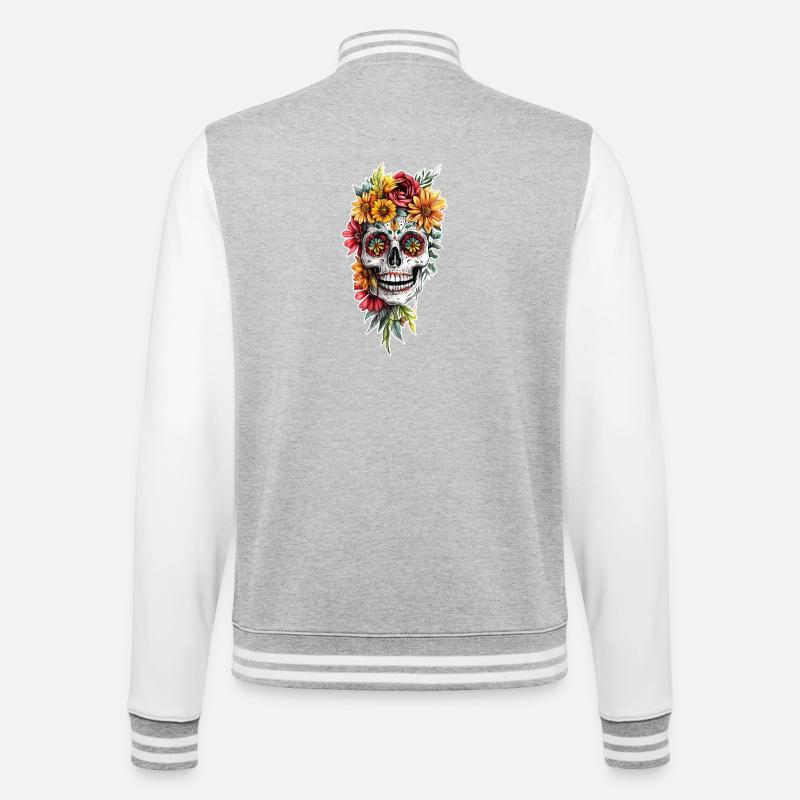 T Shirt Design Candy Skull - Veste Teddy - gris chiné / blanc