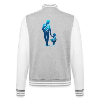 Schlichtes Vater - Tochter Design - College-Sweatjacke - Grau meliert/Weiß - Hinten - Marisol (170cm)