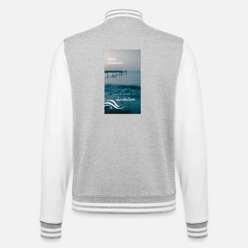 Meeresrauschen Erinnerungstext - College-Sweatjacke - Grau meliert/Weiß