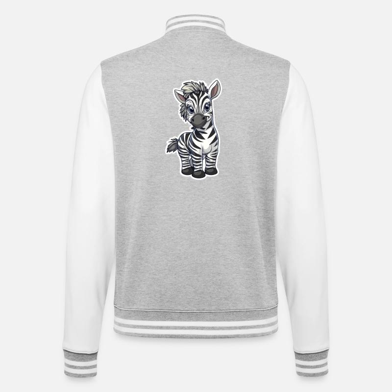 Zebra - College-Sweatjacke - Grau meliert/Weiß
