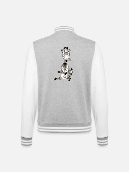 Tired_Sad_Sleepy_Sheep_Yoga_Meditating_5 - College Sweat Jacket - heather grey/white