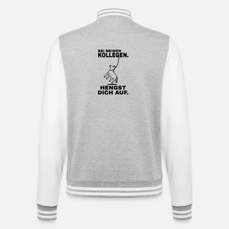Hengst dich auf - Schwarzer Text - College-Sweatjacke - Grau meliert/Weiß