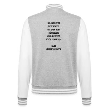 Chemise sarcasme : Pension ? Démissionner ? Se déshabiller ? Non. - Veste Teddy - gris chiné / blanc - Dos - Marisol (170cm)