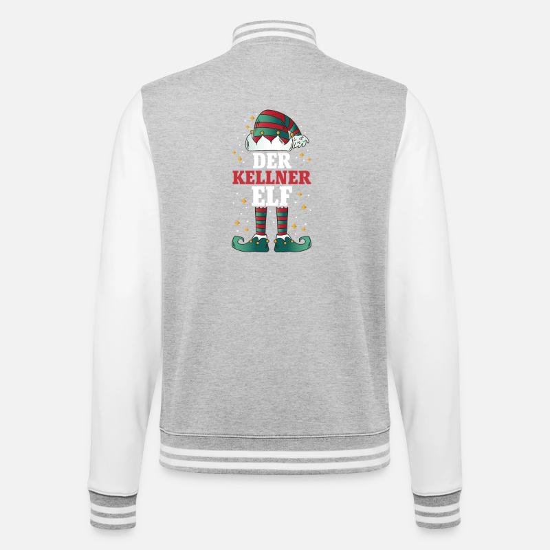 Weihnachten Der Kellner Elf - College-Sweatjacke - Grau meliert/Weiß