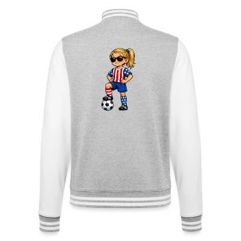 Soccer Girls USA America Fan American - Veste Teddy - gris chiné / blanc - Dos - Marisol (170cm)