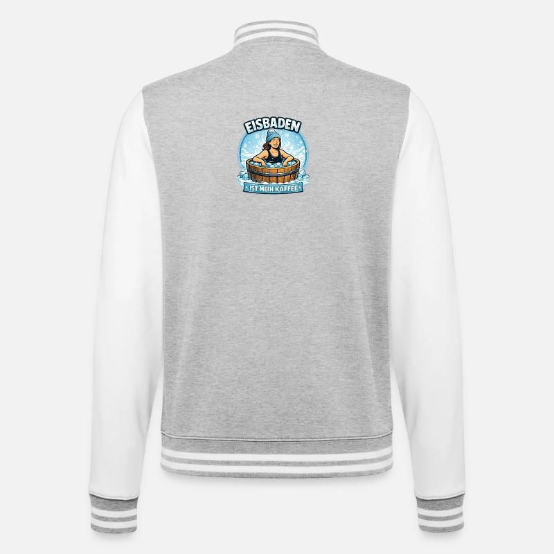 Eisbad Kaffee Humor Illustration - College-Sweatjacke - Grau meliert/Weiß