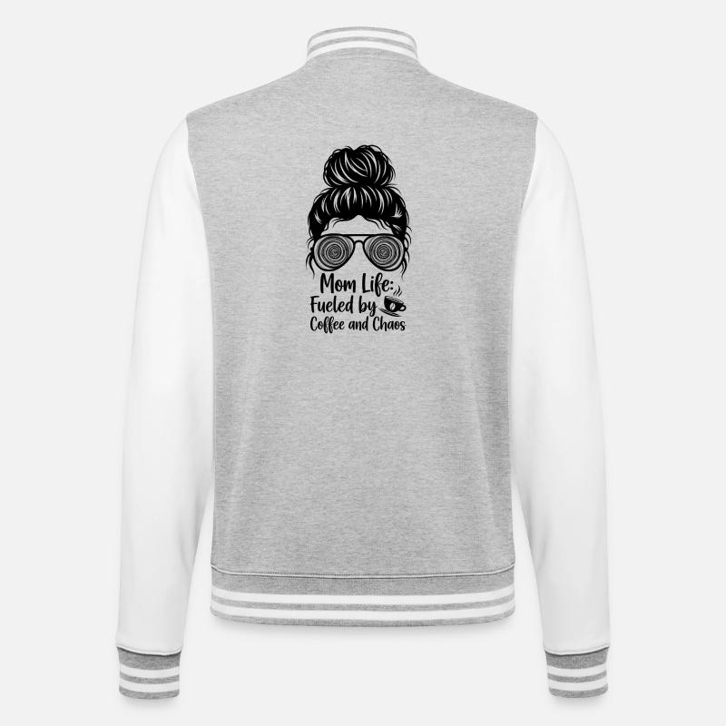 Mutterleben: Angetrieben Durch Kaffee Und Chaos - College-Sweatjacke - Grau meliert/Weiß