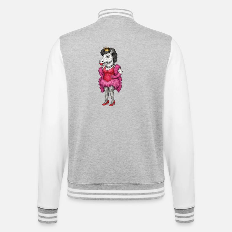 Regal Mare Diva in Pink Feathers - College Sweat Jacket - heather grey/white