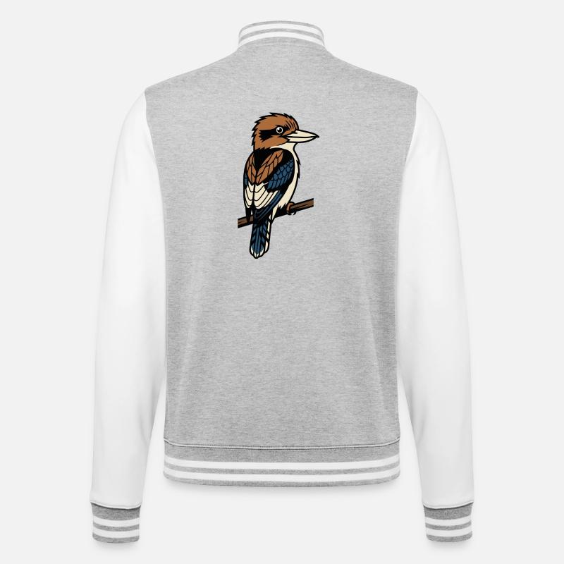 Kookaburra-Vogel - College-Sweatjacke - Grau meliert/Weiß