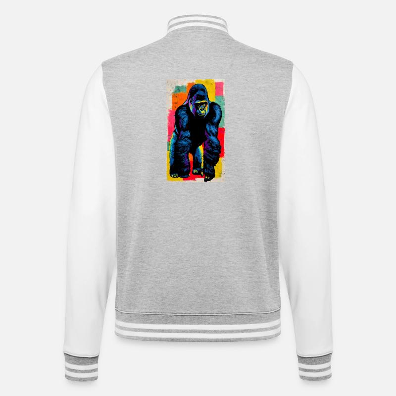 gorille - Veste Teddy - gris chiné / blanc