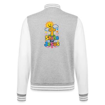 Message de croix colorée briller pour Jésus - Veste Teddy - gris chiné / blanc - Dos - Marisol (170cm)