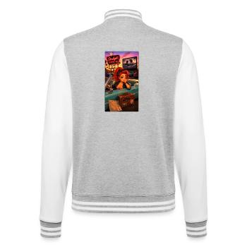 Ginger Pinup Drive-In Retro Car 50s - Kek-Ina - College Sweat Jacket - heather grey/white - Back - Marisol (170cm)