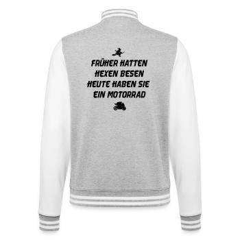 Früher hatten Hexen besen - College-Sweatjacke - Grau meliert/Weiß - Hinten - Marisol (170cm)