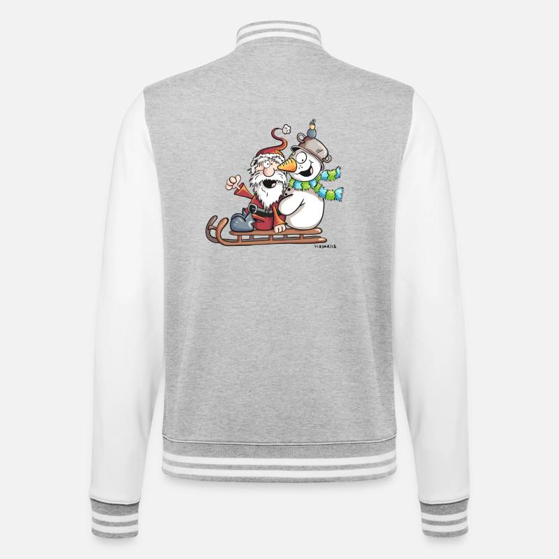 Christmas Schlittenfahrt - Weihnachtsmann - Comic - College-Sweatjacke - Grau meliert/Weiß