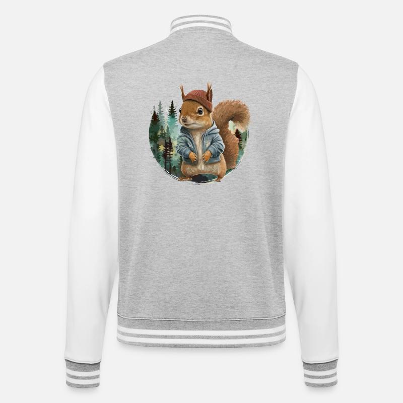 Niedliches Eichhörnchen - College-Sweatjacke - Grau meliert/Weiß