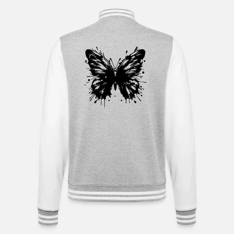 Schmetterling - College-Sweatjacke - Grau meliert/Weiß