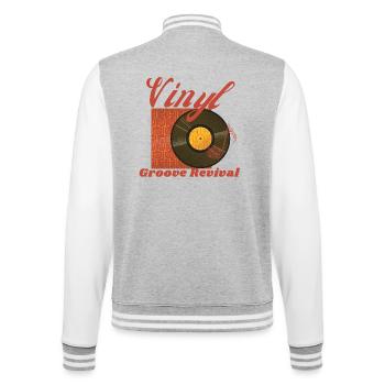Vinyl Groove Revival - T-shirt classique rétro - Veste Teddy - gris chiné / blanc - Dos - Marisol (170cm)