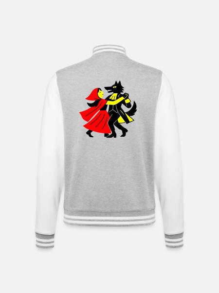 Walzer mit dem Wolf - College-Sweatjacke - Grau meliert/Weiß