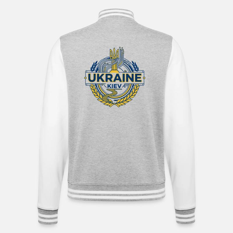 Conception de l’emblème national ukrainien - Veste Teddy - gris chiné / blanc