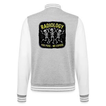 Radiology Posing Skeletons "You Pose - We Expose" - College Sweat Jacket - heather grey/white - Back - Marisol (170cm)