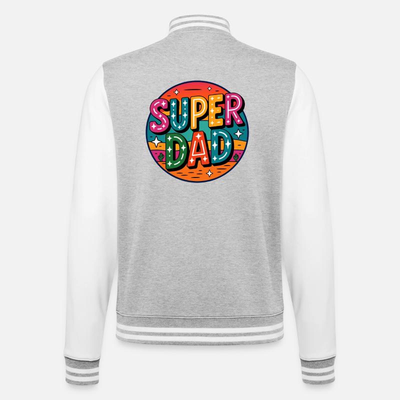 Super papa rétro Super papa - Veste Teddy - gris chiné / blanc