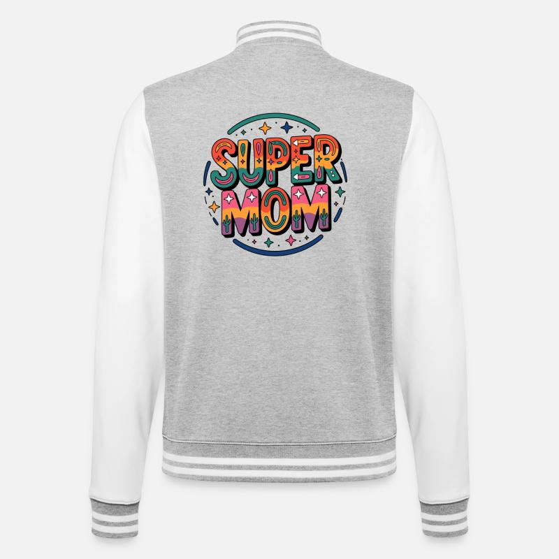 Super Mom Rétro Arc-en-ciel - Veste Teddy - gris chiné / blanc