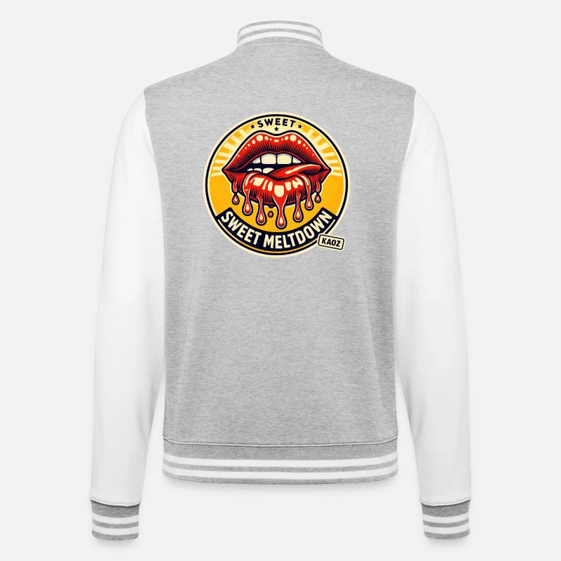 Süße Meltdown-Lippenkunst - College-Sweatjacke - Grau meliert/Weiß