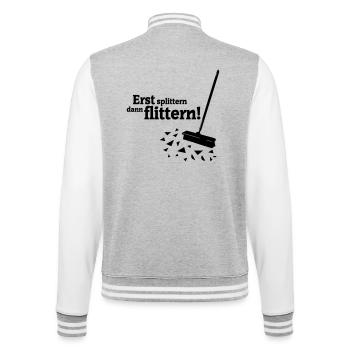 Polterabend - College-Sweatjacke - Grau meliert/Weiß - Hinten - Marisol (170cm)