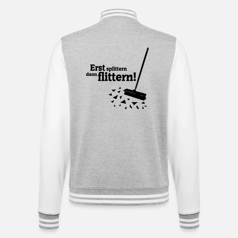 Polterabend - College-Sweatjacke - Grau meliert/Weiß