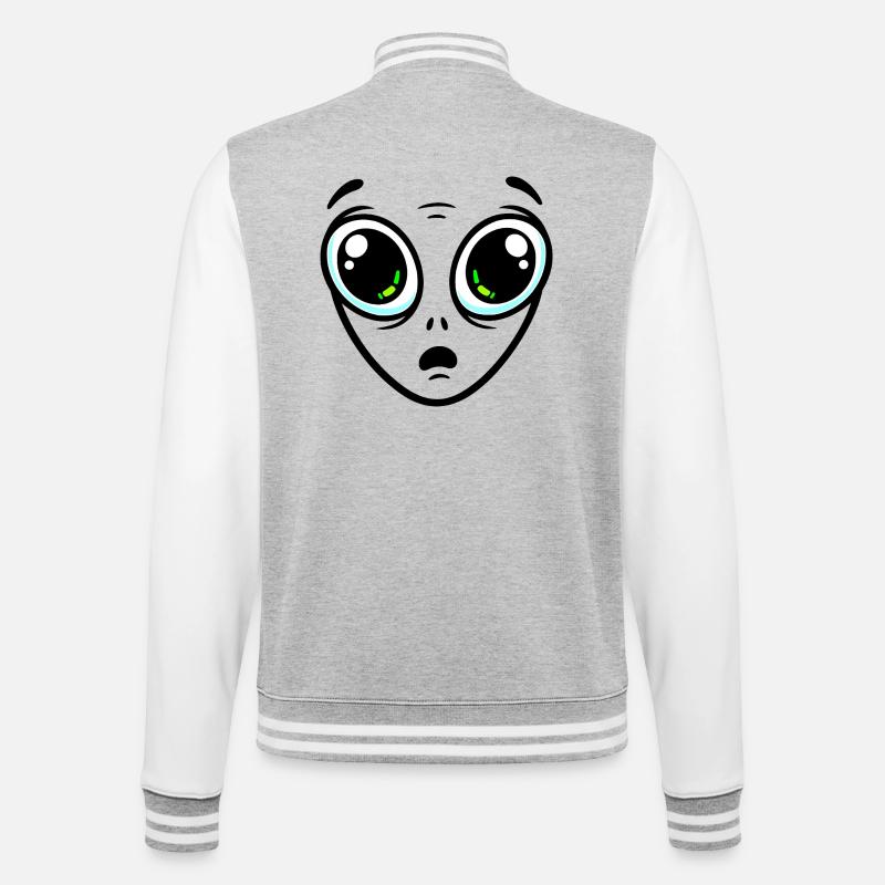 Extraterrestre aux grands yeux - Veste Teddy - gris chiné / blanc