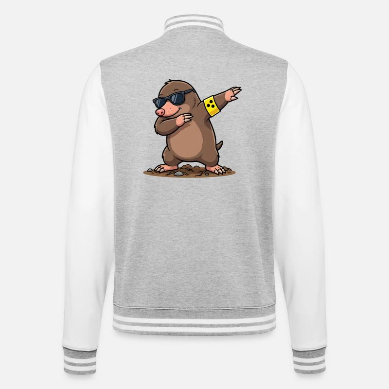 Dabbing Mole - College Sweat Jacket - heather grey/white