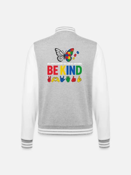Autismus Sei freundlich Bewusstsein | Bunter Schmetterling - College-Sweatjacke - Grau meliert/Weiß