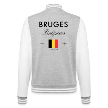 Bruges Belgique Coordonnées Souvenir de voyage - Veste Teddy - gris chiné / blanc - Dos - Marisol (170cm)