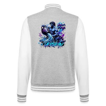 Wassermann – Astrologiegeschenk - College-Sweatjacke - Grau meliert/Weiß - Hinten - Marisol (170cm)