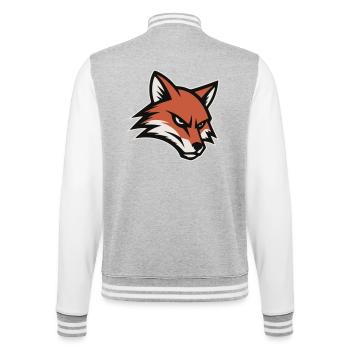 Fuchs-Maskottchen-Logo – Wütender Roter Fuchskopf - College-Sweatjacke - Grau meliert/Weiß - Hinten - Marisol (170cm)