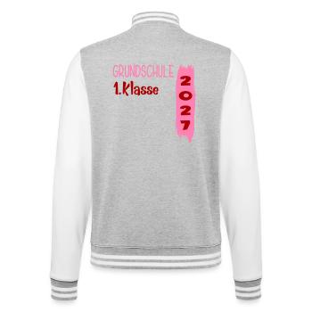 Grundschule 1. Klasse 2027 - College-Sweatjacke - Grau meliert/Weiß - Hinten - Marisol (170cm)